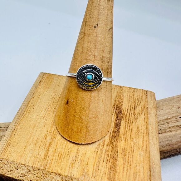 Evil Eye Turquoise Ring, Eye Ring - Picture 6 of 6